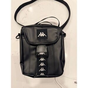 Kappa Unisex Crossbody Shoulder Bag XSMALL Black Logo Tape Messenger Flight